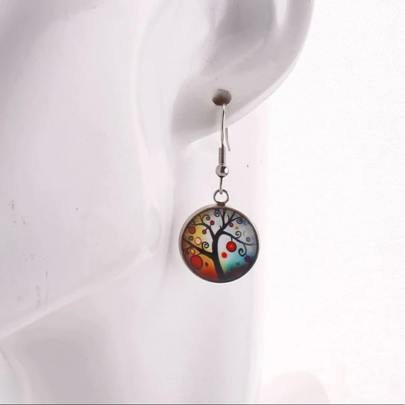 2/$25 or 3/$30 NWOT Colorful watercolor tree bulb earrings - Picture 3 of 3